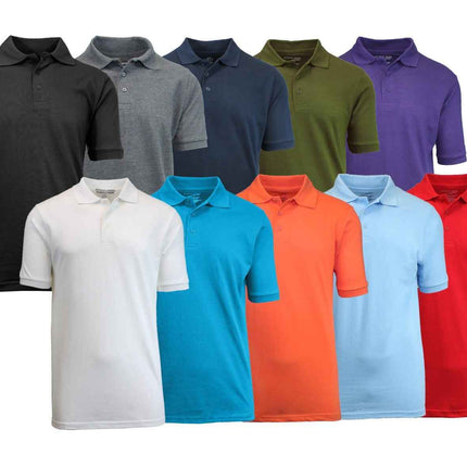Men Heathered Polo Shirt New Standard Neck Classic NWT Uniform Lounge .
