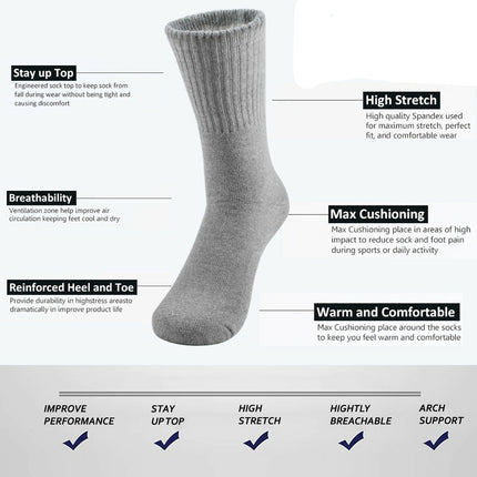 Lot 3-12 Pairs Mens Solid Sports Athletic Work Plain Crew Socks Size 9-11 10-13 - PremiumBrandGoods