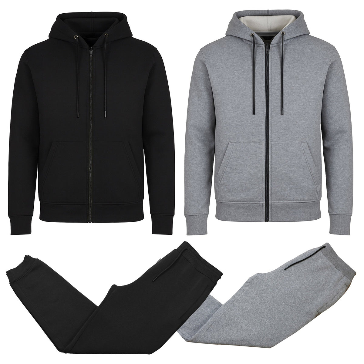 Men's 4-Piece Fleece-Lined Full-Zip Hoodie & Jogger Set, S-3XL