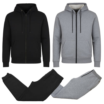 Men's 4-Piece Fleece-Lined Full-Zip Hoodie & Jogger Set, S-3XL