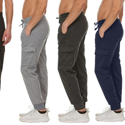 Mens Fleece Lined Active Jogger Cargo Sweatpants Pants Lounge Gym S M L XL 2XL