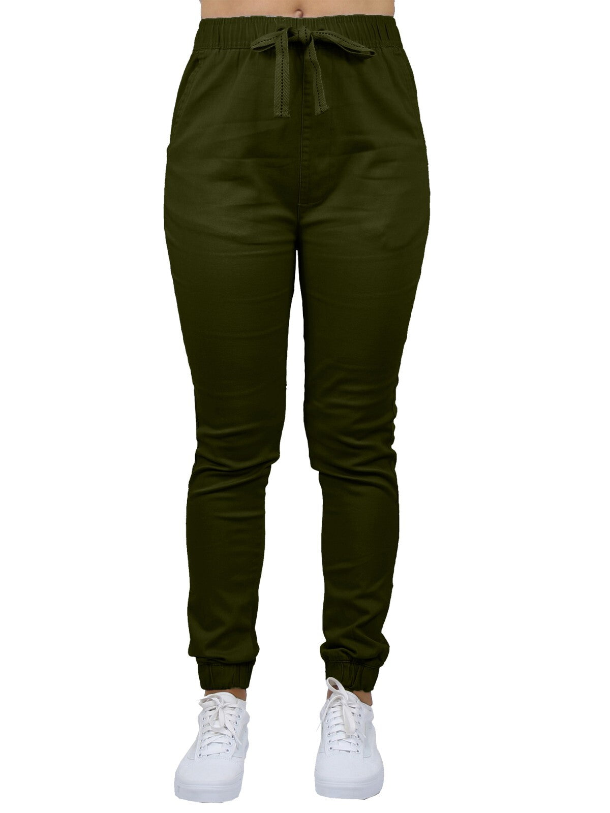 Women's Slim-Fit Cotton Twill Jogger Pants with Pockets, S-2XL