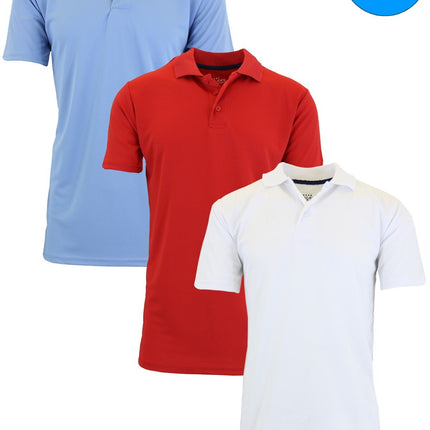 Men's Short Sleeve Moisture Wicking Polo Shirts Lounge Running Gym 3-PACK NEW