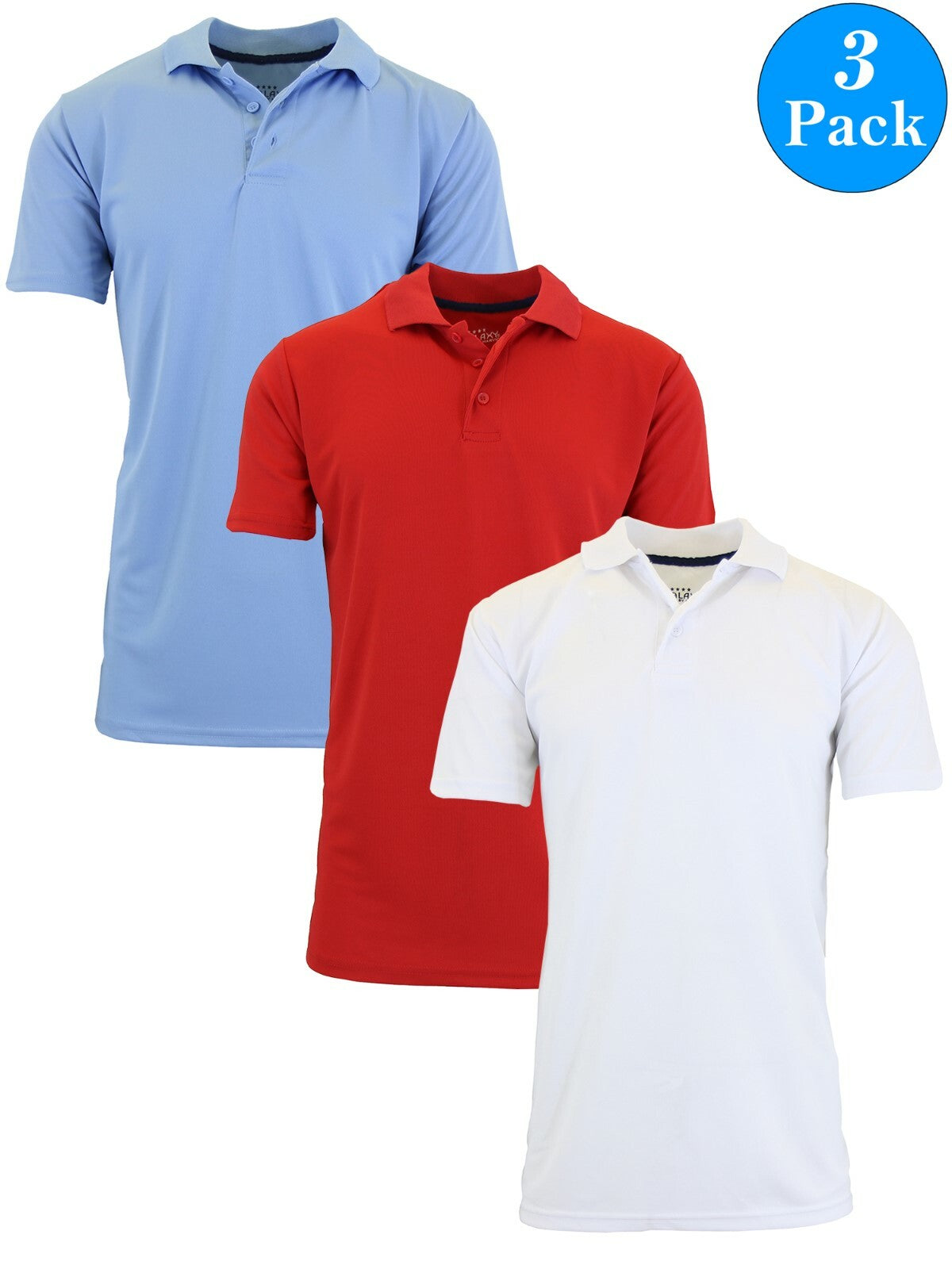 Men's Moisture-Wicking Short Sleeve Polo Shirts, 3-Pack