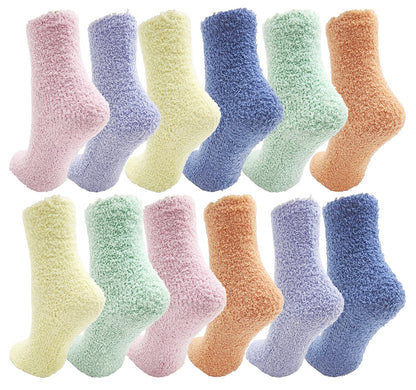 Fuzzy Socks 12 Pairs Fluffy Cozy Soft Womens Girls Plush Warm Sleep House Socks - PremiumBrandGoods