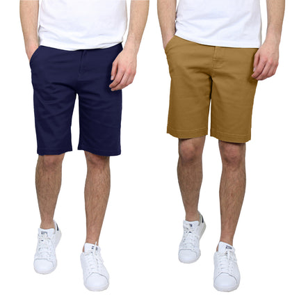 Men's 5-Pocket Flat-Front Stretch Twill Chino Short 2 PACK (Size 30-42)FREE SHIP