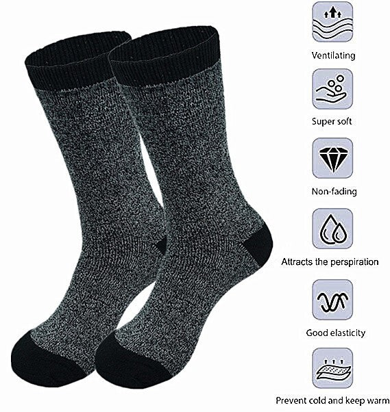Premium Men's Thermal Heated Socks - 6 Pairs Heavy Duty Winter Boot Socks (Size 10-13) - PremiumBrandGoods