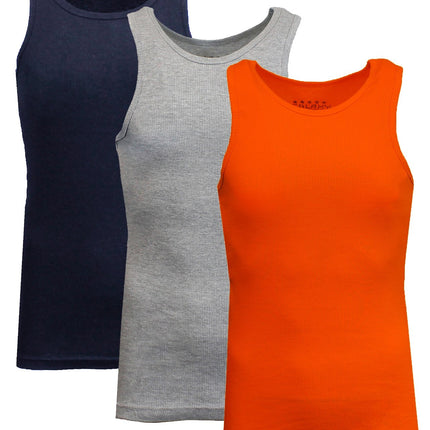 Men's 3 Pack Ribbed Tank Top Shirts Muscle Sleeveless Gym Beach Undershirt NWT