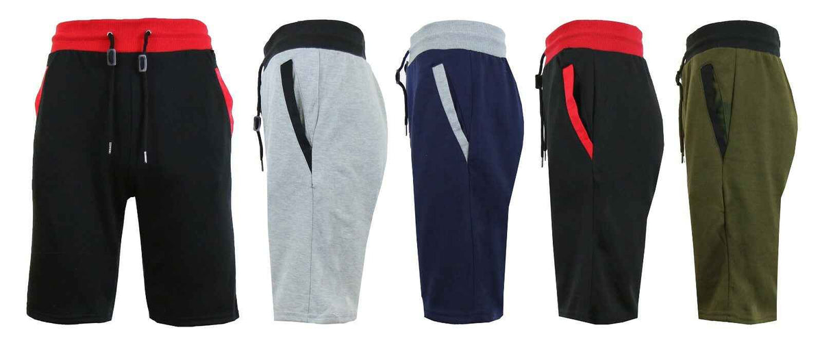Men's French Terry Jogger Sweat Lounge Shorts With Contrast Color Trim Design