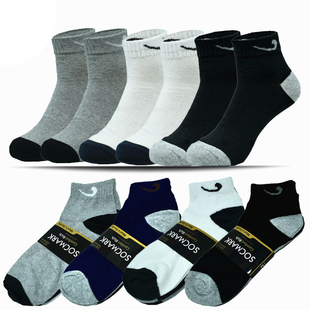 Mens Cotton Ankle Socks 3-12 Pairs Low Cut Athletic Sports Crew Size 9-13 - PremiumBrandGoods