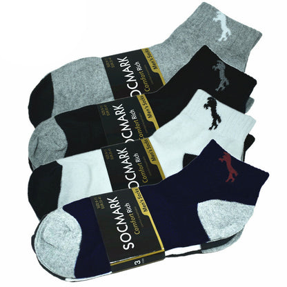 Mens Cotton Ankle Socks 3-12 Pairs Low Cut Athletic Sports Crew Size 9-13 - PremiumBrandGoods