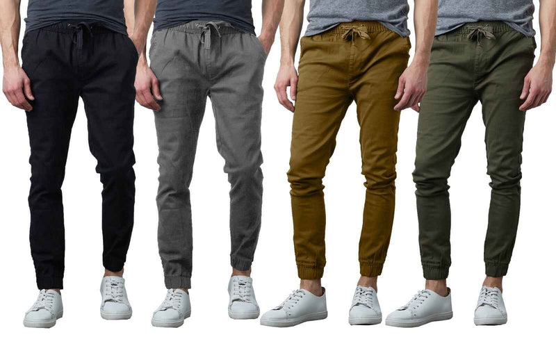Mens Twill Stretch Jogger and Cargo Pocket Pants Chinos Work Lounge Active NEW
