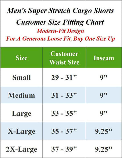 Men’s Flex Cargo Shorts with Elastic Waistband and Drawstring – Comfortable Fit