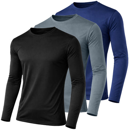 Men's Moisture Wicking Long Sleeve Performance Crew Neck Tagless Tee-NEW , S-2XL