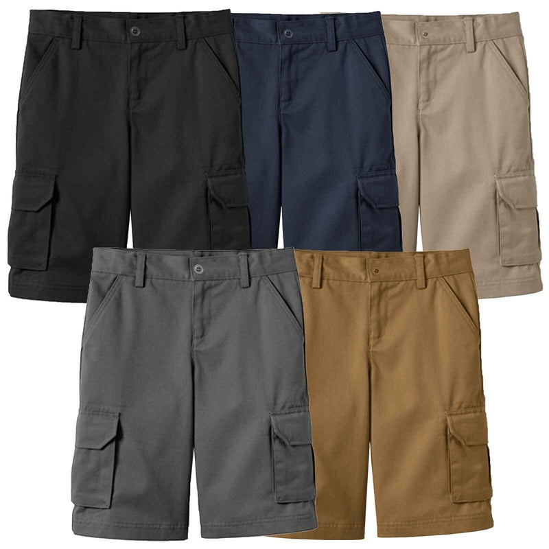 Boys Flex Comfort Super Stretch Cotton Cargo Shorts (Sizes: 8-18) New 3 PACK