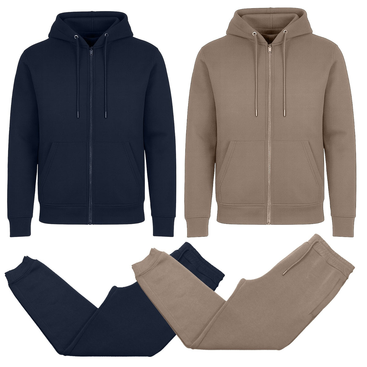 Men's 4-Piece Fleece-Lined Full-Zip Hoodie & Jogger Set, S-3XL