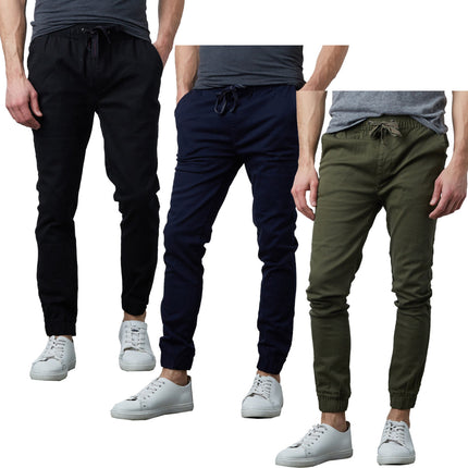 Men’s Slim-Fit Fashionable Twill Jogger Pants 3 Pack (Sizes S-2XL) NEW FREE SHIP