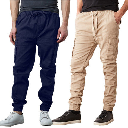 Mens Cargo Jogger Pants Cotton Flex with Stretch Comfort (Size: S-2XL) FREE SHIP