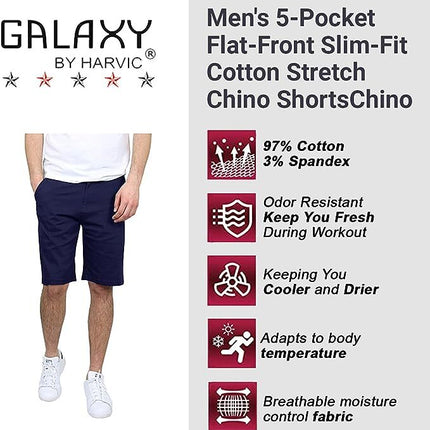 Men's 5-Pocket Flat-Front Stretch Twill Chino Short 2 PACK (Size 30-42)FREE SHIP