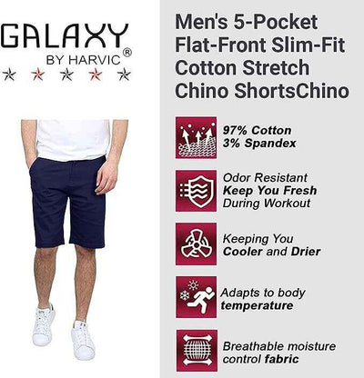 Men's 5-Pocket Flat-Front Stretch Twill Chino Short 2 PACK (Size 30-42)FREE SHIP