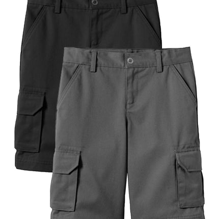 Boys Flex Comfort Super Stretch Cotton Cargo Shorts (Sizes: 8-18) New 2 PACK