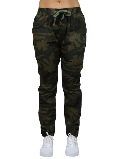 Women's Slim-Fit Cotton Twill Jogger Pants with Pockets, S-2XL