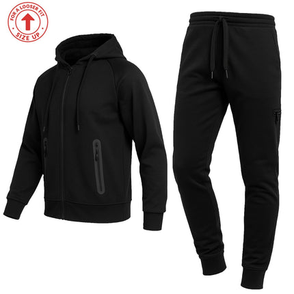 Mens Tech Fleece Hoodie & Jogger Tracksuit 2-Piece Athletic Outfit (Size- S–3XL)