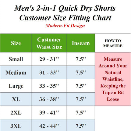 Men's 2-in-1 Running Shorts Quick Dry Stretch Athletic Gym Workout Shorts