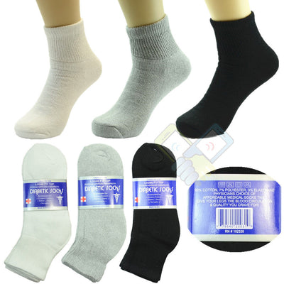 3,6 or 12 Pairs Diabetic Crew Circulatory Socks Health Women Cotton 9 10-15 - PremiumBrandGoods