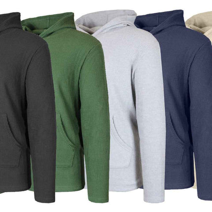 Men’s 3-PACK Lightweight Waffle Knit Hoodie – Cozy, Regular Fit Pullover (S-3XL)
