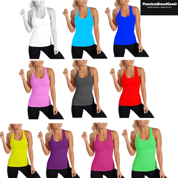 6 Pack Women's Solid Smooth Assorted Tank Tops - PremiumBrandGoods