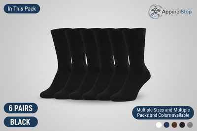 Non-Binding Cotton Diabetic Crew Socks, Multi-Pack, Size 9-15