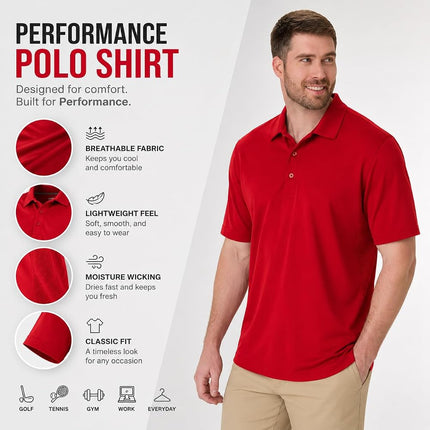 Fourcast Men's Performance Polo Moisture Wicking - Dry Fit Golf Shirt