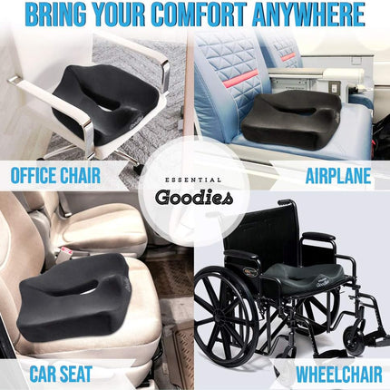 Essential Goodies Orthopedic Gel Seat Cushion for Coccyx, Tailbone, Sciatica, Lower Back, Lumbar Support- Non-Slip, Thick Comfort Pillow-Pad for Driver Car Seat, Office Chair, Wheelchair-Portable, Pad - PremiumBrandGoods