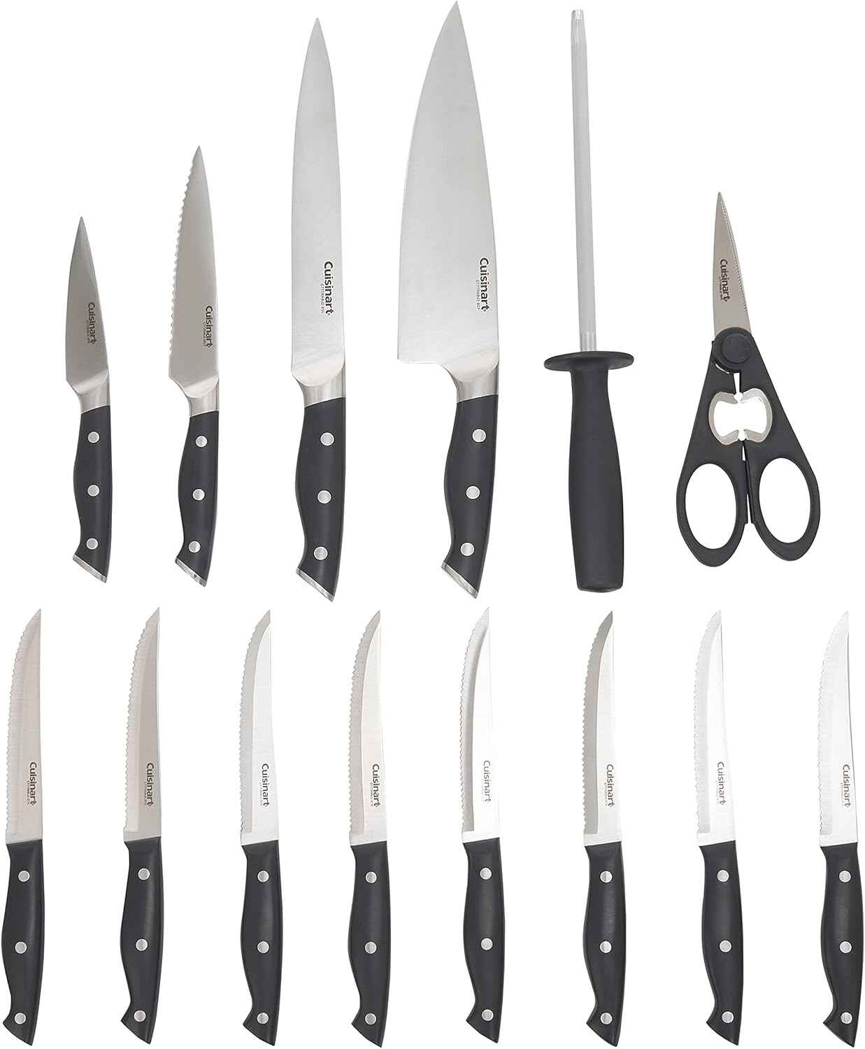 Cuisinart Knife Set Classic Nitrogen Forged Triple Rivet Cutlery 15-Piece Knife Block Set