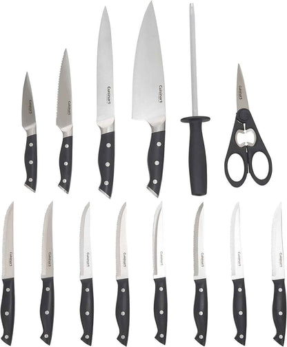 Cuisinart Knife Set Classic Nitrogen Forged Triple Rivet Cutlery 15-Piece Knife Block Set