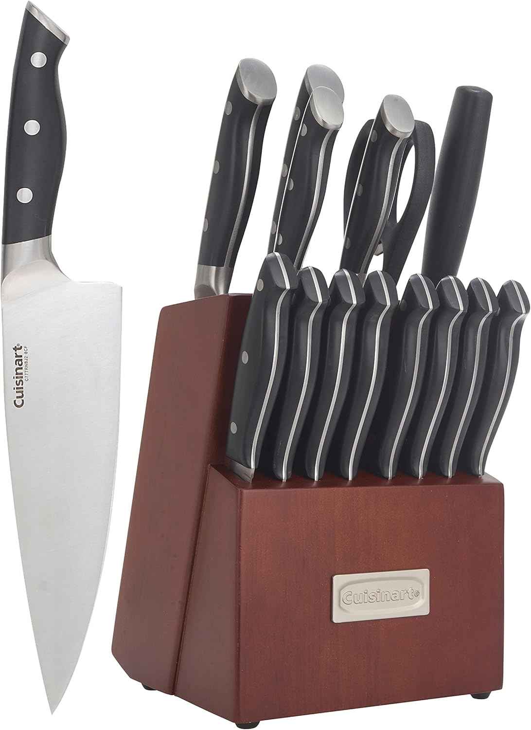 Cuisinart Knife Set Classic Nitrogen Forged Triple Rivet Cutlery 15-Piece Knife Block Set