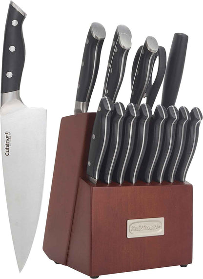 Cuisinart Knife Set Classic Nitrogen Forged Triple Rivet Cutlery 15-Piece Knife Block Set