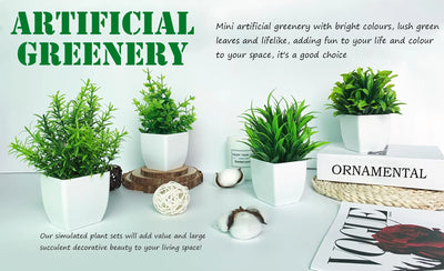 4 Packs Small Fake Plants Mini Artificial Faux White Potted Plants for Home Decor Indoor Bathroom Living Room Table Desk Farmhouse - PremiumBrandGoods