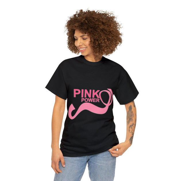 Breast Cancer Pink Power Unisex Heavy Cotton Tee - PremiumBrandGoods