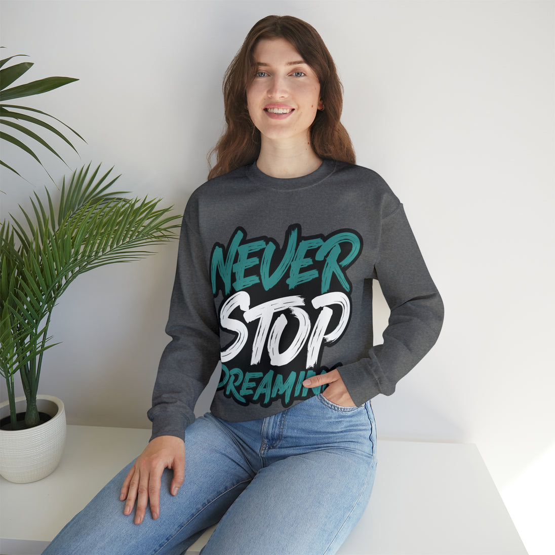 Never Stop Dreaming Unisex Heavy Blend™ Crewneck Sweatshirt - PremiumBrandGoods