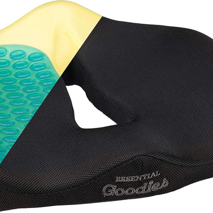 Essential Goodies Orthopedic Gel Seat Cushion for Coccyx, Tailbone, Sciatica, Lower Back, Lumbar Support- Non-Slip, Thick Comfort Pillow-Pad for Driver Car Seat, Office Chair, Wheelchair-Portable, Pad - PremiumBrandGoods