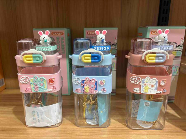 Cartoon rabbit square double drink plastic cup 550ML - PremiumBrandGoods