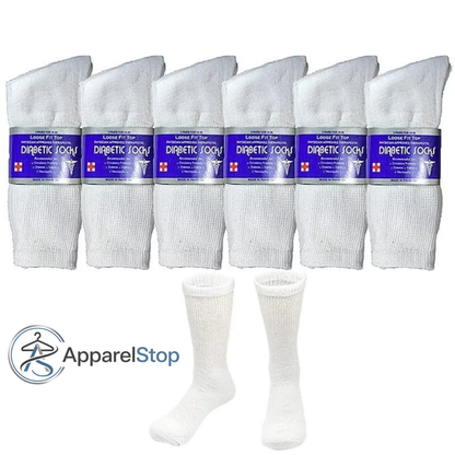 Diabetic Socks Crew Non-Binding Seamless Toe Multi-Pack Sizes 9-15 Black White Grey