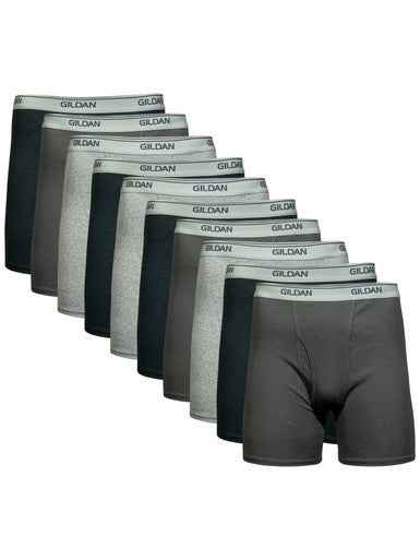 Gildan G1162OPP Men's Boxer Briefs 9-Pack Size 3XL Charcoal Cotton Moisture Wicking