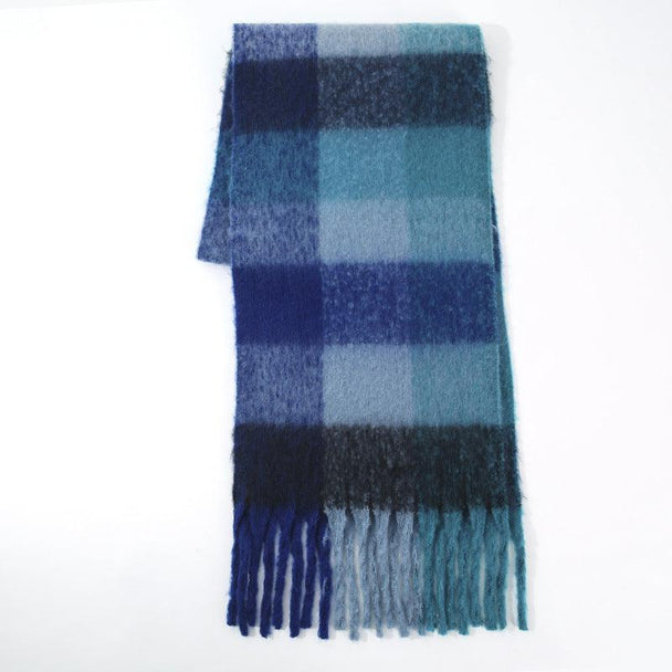 Thick Plaid Winter Scarf Woman's Checkered Pattern Pashmina Shawls Scarf Stylish Shawls With Tassel - PremiumBrandGoods