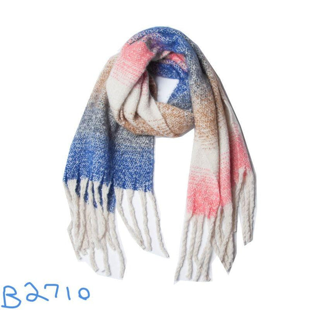 Thick Plaid Winter Scarf Woman's Checkered Pattern Pashmina Shawls Scarf Stylish Shawls With Tassel - PremiumBrandGoods