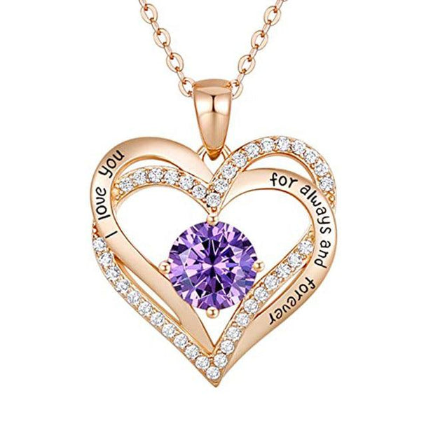 Love Heart Pendant Necklace Exquisite Colorful Stone Women's Jewelry - PremiumBrandGoods