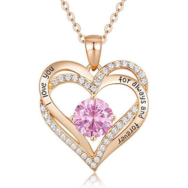 Love Heart Pendant Necklace Exquisite Colorful Stone Women's Jewelry - PremiumBrandGoods