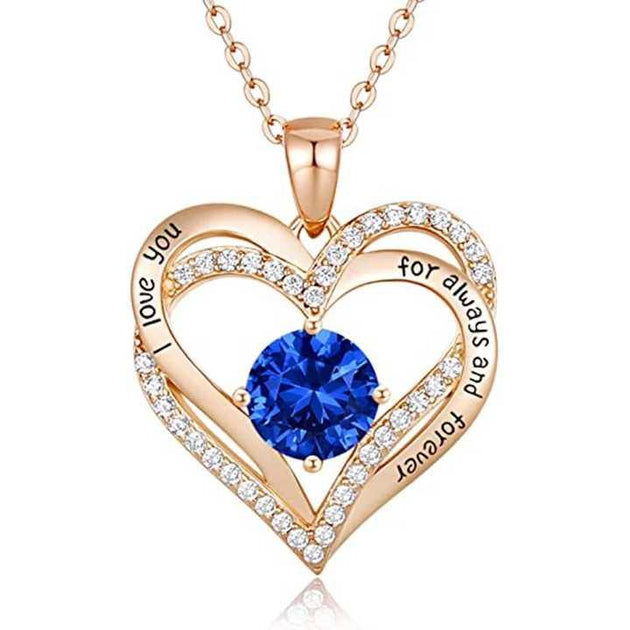 Love Heart Pendant Necklace Exquisite Colorful Stone Women's Jewelry - PremiumBrandGoods